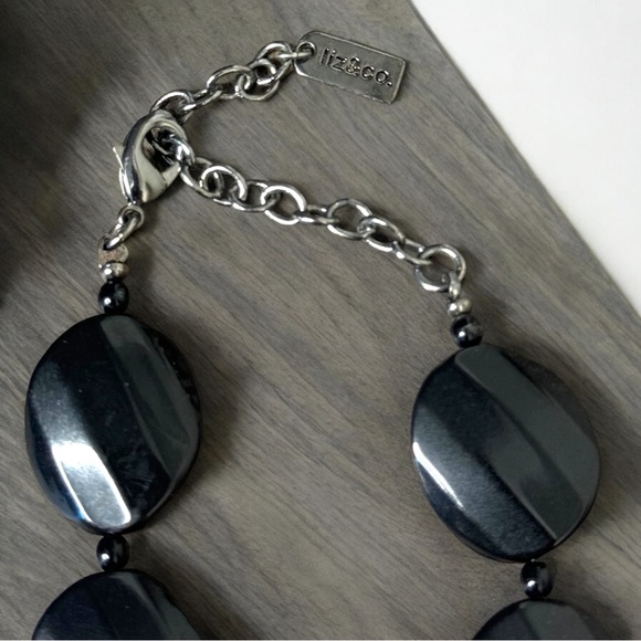Liz & Co. Black Faceted Oval Bead Statement Piece Necklace - Picture 4 of 15